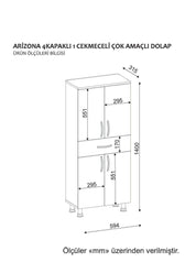 Dulap de baie Arizona 4 Kapak, Alb, 59x140x32 cm