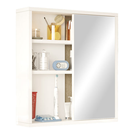 Dulap de baie Bagno cu oglinda, Alb, 60x14x64 cm
