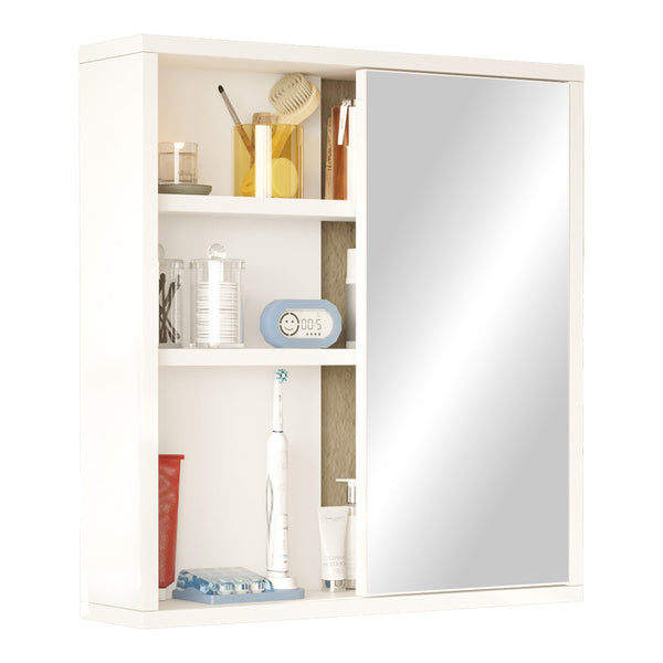Dulap de baie Bagno cu oglinda, Alb, 60x14x64 cm