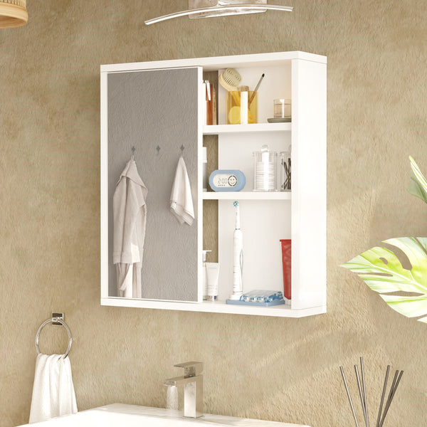Dulap de baie Bagno cu oglinda, Alb, 60x14x64 cm