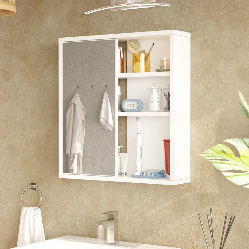 Dulap de baie Bagno cu oglinda, Alb, 60x14x64 cm, imagine suplimentara