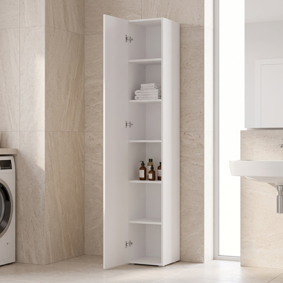 Dulap de baie Column-cabinet Anira, Alb, 30x30x180 cm