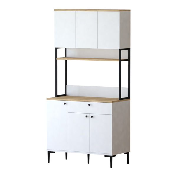 Dulap de bucatarie Lenner, Sonoma-Alb, 90x45x184 cm