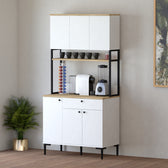 Dulap de bucatarie Lenner, Sonoma-Alb, 90x45x184 cm Pakoworld, detaliu material si proportii, Dulap Bucatarie, culoare Sonoma-Alb, dimensiuni 90 45 184 cm