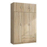 Dulap de haine Alvia, 3 usi, cu extensie superioara, 150x51x240 cm - Sonoma