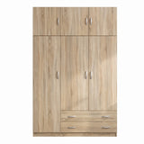 Dulap de haine Alvia, 3 usi, cu extensie superioara, 150x51x240 cm - Sonoma