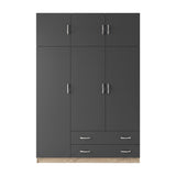 Dulap de haine Alvia, 3 usi, cu extensie superioara, 150x51x240 cm - Sonoma-Antracit