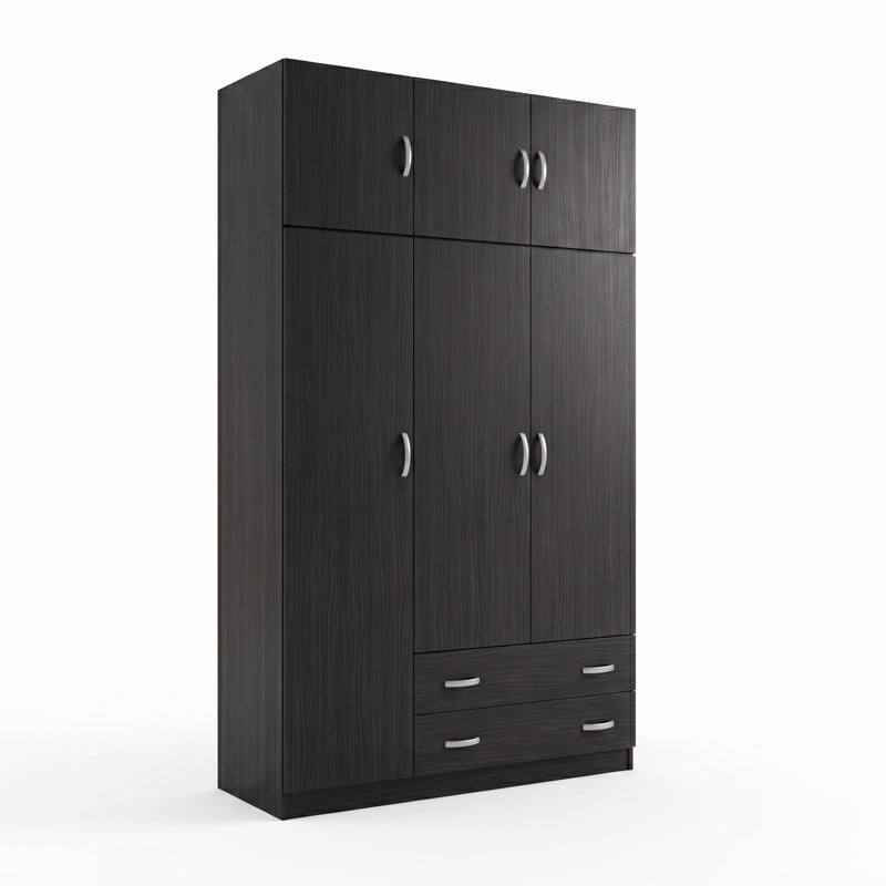 Dulap de haine Alvia, 3 usi, cu extensie superioara, 150x51x240 cm - Wenge