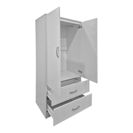 Dulap de haine Double-leaf wardrobe cu 2 drawers Alvia, alb, 80x52x180 cm