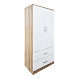 Dulap de haine Double-leaf wardrobe cu 2 drawers Alvia, Diverse culori, 80x52x180 cm - Alb-Sonoma