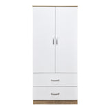 Dulap de haine Double-leaf wardrobe cu 2 drawers Alvia, Diverse culori, 80x52x180 cm - Alb-Sonoma