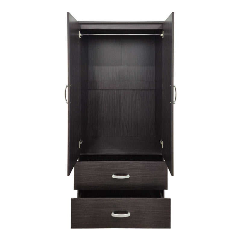 Dulap de haine Double-leaf wardrobe cu 2 drawers Alvia, alb, 80x52x180 cm - WENGE