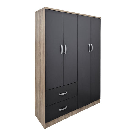 Dulap de haine Four-door wardrobe, Antracit-Sonoma, 121x42x181 cm