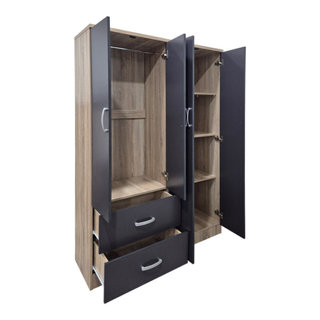 Dulap de haine Four-door wardrobe, Antracit-Sonoma, 121x42x181 cm
