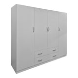 Dulap de haine Four-leaf wardrobe cu 2 drawers Alvia, Alb - Sonoma, 200x51x180 cm - Alb