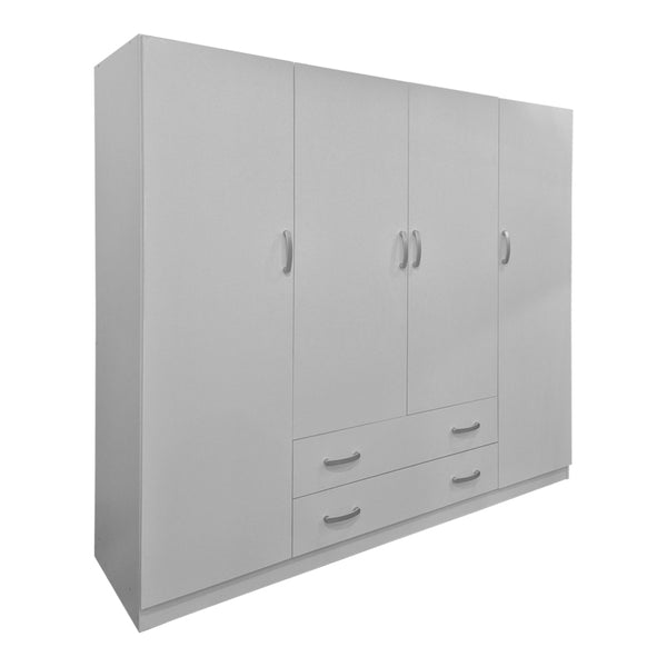 Dulap de haine Four-leaf wardrobe cu 2 drawers Alvia, Alb - Sonoma, 200x51x180 cm