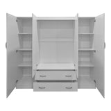 Dulap de haine Four-leaf wardrobe cu 2 drawers Alvia, Alb - Sonoma, 200x51x180 cm - Alb