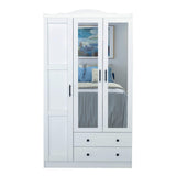 Dulap de Haine Sahra cu 3 Usi cu Oglinda si 2 Sertare, Alb, 105 x 186 x 56 cm