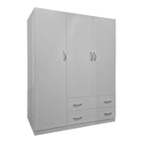 Dulap de haine Three-leaf wardrobe cu 2 drawers Alvia, wenge, 150x51x180cm - Alb