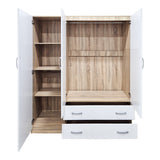 Dulap de haine Three-leaf wardrobe cu 2 drawers Alvia, Diverse culori, 150x51x180cm - Alb-Sonoma