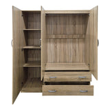 Dulap de haine Three-leaf wardrobe cu 2 drawers Alvia, wenge, 150x51x180cm - SONOMA
