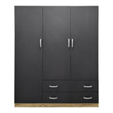 Dulap de haine Three-leaf wardrobe cu 2 drawers Alvia, wenge, 150x51x180cm - Sonoma-Antracit