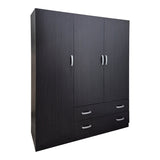 Dulap de haine Three-leaf wardrobe cu 2 drawers Alvia, wenge, 150x51x180cm - WENGE
