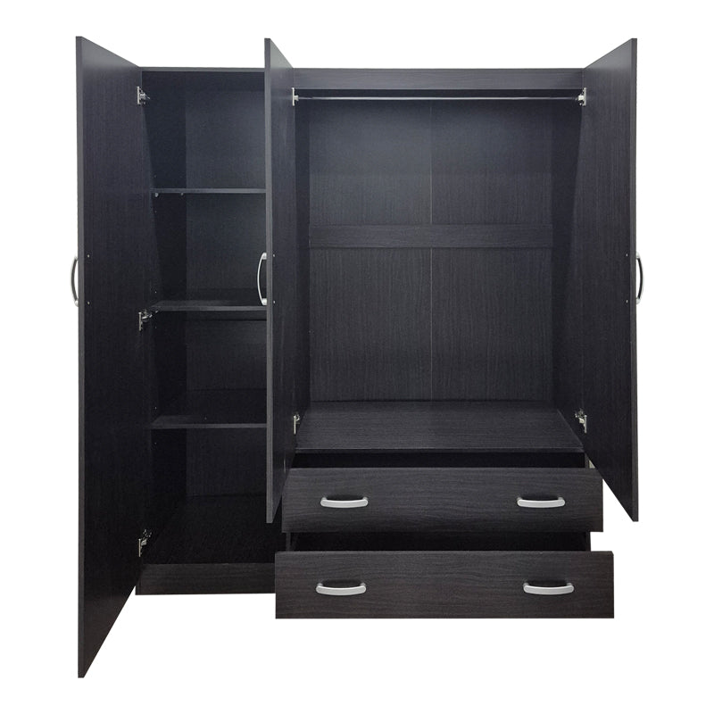 Dulap de haine Three-leaf wardrobe cu 2 drawers Alvia, wenge, 150x51x180cm - WENGE