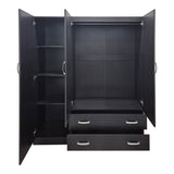 Dulap de haine Three-leaf wardrobe cu 2 drawers Alvia, wenge, 150x51x180cm - WENGE