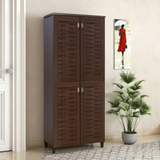 Dulap de pantofi Mantam 4 usi, 24 - 30 de perechi, Sonoma - Nuc, 78x40x170 cm - Nuc