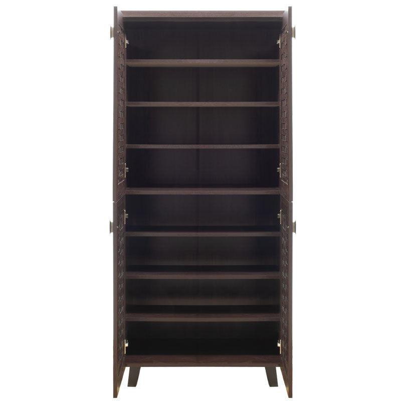 Dulap de pantofi Mantam 4 usi, 24 - 30 de perechi, Sonoma - Nuc, 78x40x170 cm - Nuc
