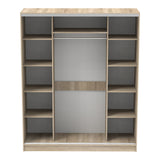 Dulap dormitor cu 2 usi glisante cu oglinda Aparador, Sonoma, 180x60x220 cm - Stejar