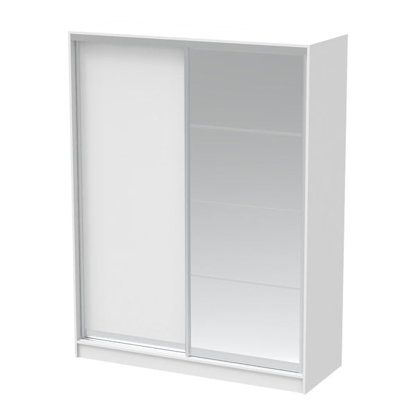 Dulap dormitor cu oglinda Korredor, Alb - Stejar, 160x60x220 cm