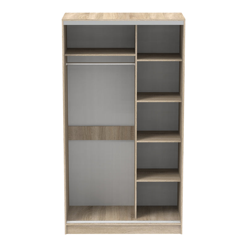 Dulap dormitor cu usi glisante si oglinda Korredor, Sonoma, 120x60x220 cm - Stejar