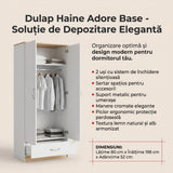 Dulap Haine Adore Base, 2 usi cu sertar si umeras, Alb, 80x198x52 cm
