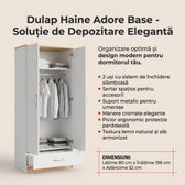 Dulap Haine Adore Base, 2 usi cu sertar si umeras, Alb, 80 x 198 x 52 cm