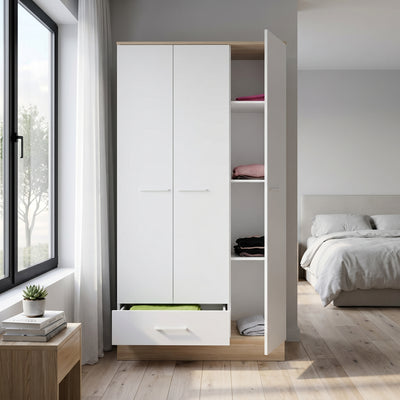 Dulap Haine Adore Base, 3 usi, 1 sertar, Alb, 103 x 198 x 52 cm