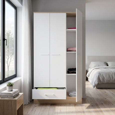 Dulap Haine Adore Base, 3 usi, 1 sertar, Alb, 103x198x52 cm