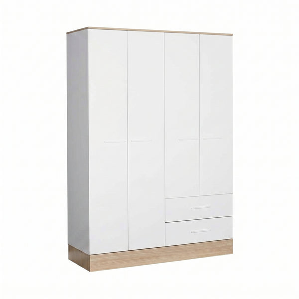 Dulap Haine Adore Base, 4 usi, 2 sertare, Alb, 137x198x52 cm