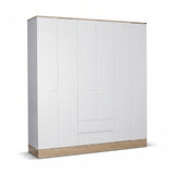 Dulap Haine Adore Base, 6 usi, 2 sertare, Alb, 206x224x52 cm