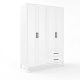 Dulap Haine Adore Country, 4 usi cu 2 sertare, Alb, 137x199x51 cm