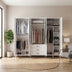 Dulap Haine Adore Country, 6 usi cu 3 sertare, Alb, 240x224x62 cm, imagine suplimentara