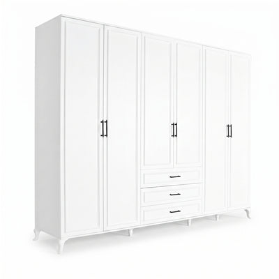 Dulap Haine Adore Country, 6 usi cu 3 sertare, Alb, 240 x 224 x 62 cm