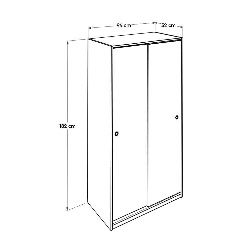 Dulap Haine Adore cu 2 usi glisante si 6 compartimente, Alb, 94x182x52 cm