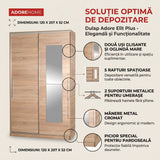 Dulap Haine Adore Elit Plus, 2 usi glisante cu oglinda, Sonoma, 120x207x52 cm