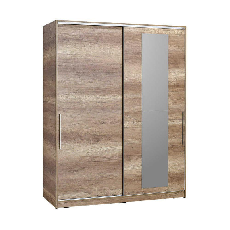 Dulap Haine Adore Elit XL, 2 usi glisante cu oglinda si 3 umarase, Lemn, Natural - Sonoma, 160x207x60 cm, perspectiva suplimentara
