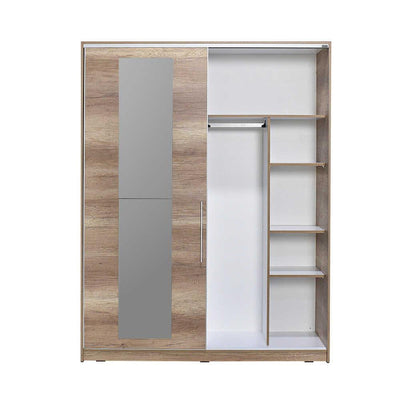 Dulap Haine Adore Elit XL, 2 usi glisante cu oglinda si 3 umarase, Lemn, Natural - Sonoma, 160x207x60 cm, foto produs 7