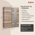 Dulap Haine Adore Elit XL, 2 usi glisante cu oglinda si 3 umarase, Lemn, Natural - Sonoma, 160x207x60 cm, detaliu produs