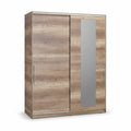 Dulap Haine Adore Elit XL, 2 usi glisante cu oglinda si 3 umarase, Lemn Natural - Sonoma, 160 x 207 x 60 cm