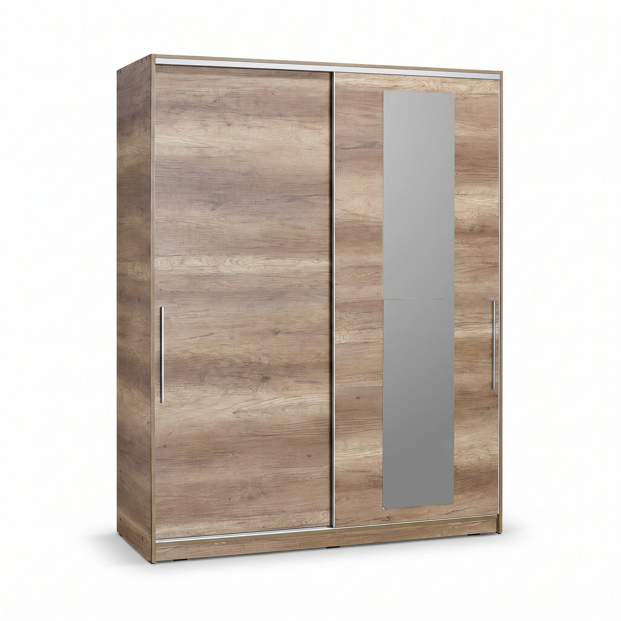 Dulap Haine Adore Elit XL, 2 usi glisante cu oglinda si 3 umarase, Lemn, Natural - Sonoma, 160x207x60 cm
